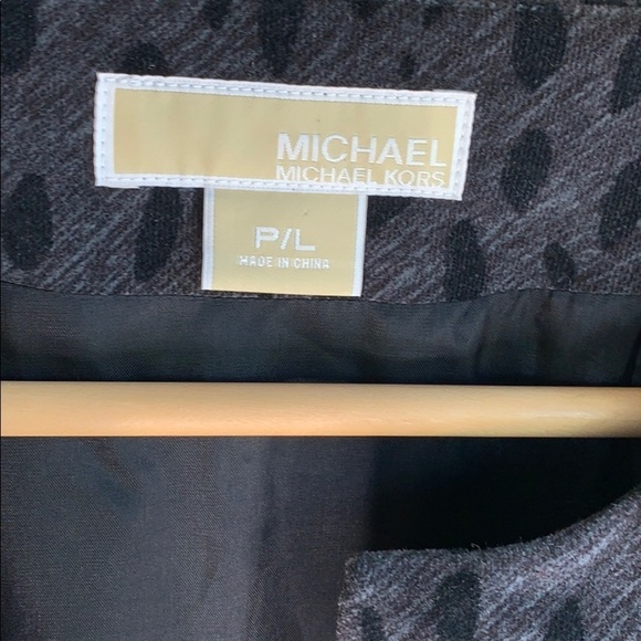 Michael Kors Textured Fur Ribbon Tie Front 3/4 Sleeve Bell Blazer Coat sz PL - Picture 4 of 9